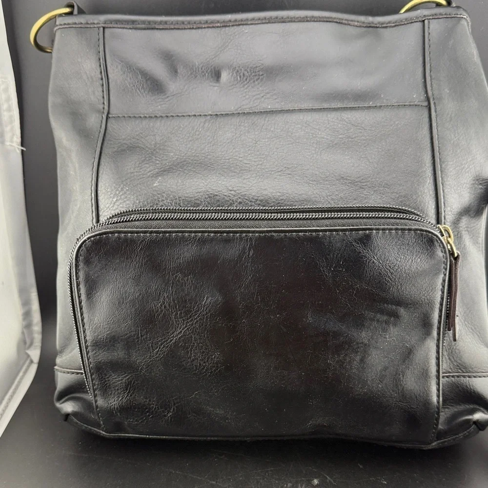 Tignanello Black Crossbody Bag with Gold Accents